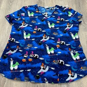Scrub Star Scrubstar Halloween Witch Cats Large Top C36